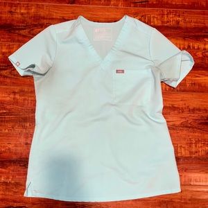 Figs Catarina One-Pocket Scrub Top-Fresg Aqua / S